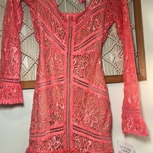 For Love & Lemons Lace Long-Sleeve Dress